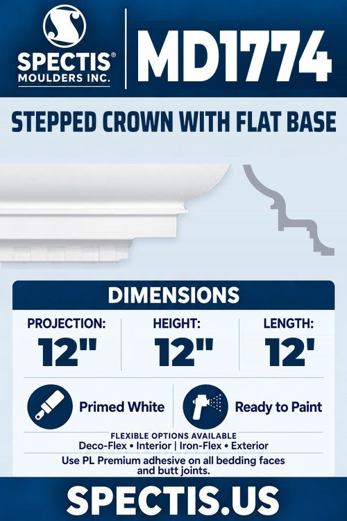 MD1774 stepped crown with flat base section and side profile