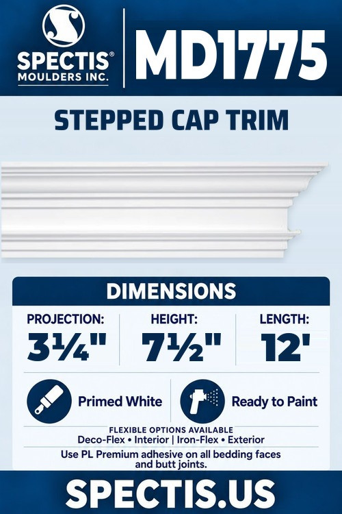 MD1775 stepped cap trim section and side profile