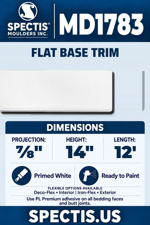 MD1783 flat base trim section and side profile