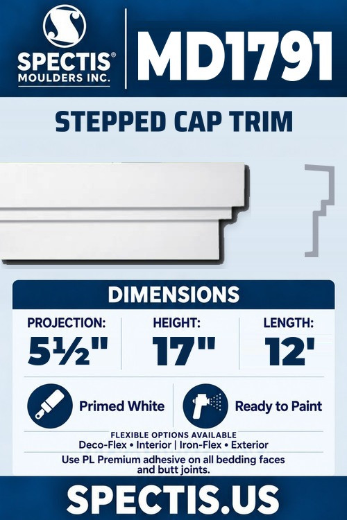 MD1791 stepped cap trim section and side profile