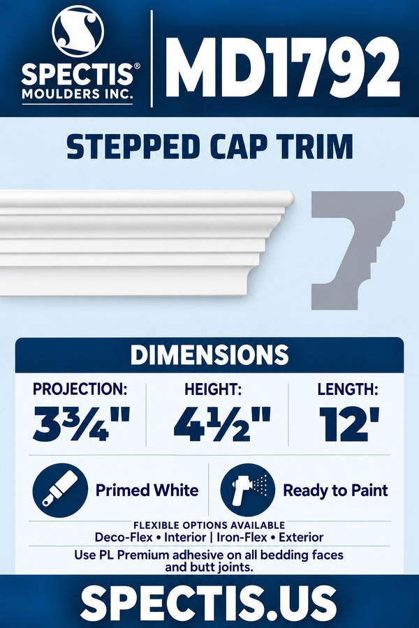 MD1792 stepped cap trim section and side profile