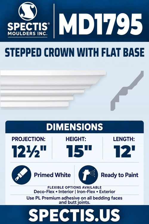 MD1795 stepped crown with flat base section and side profile