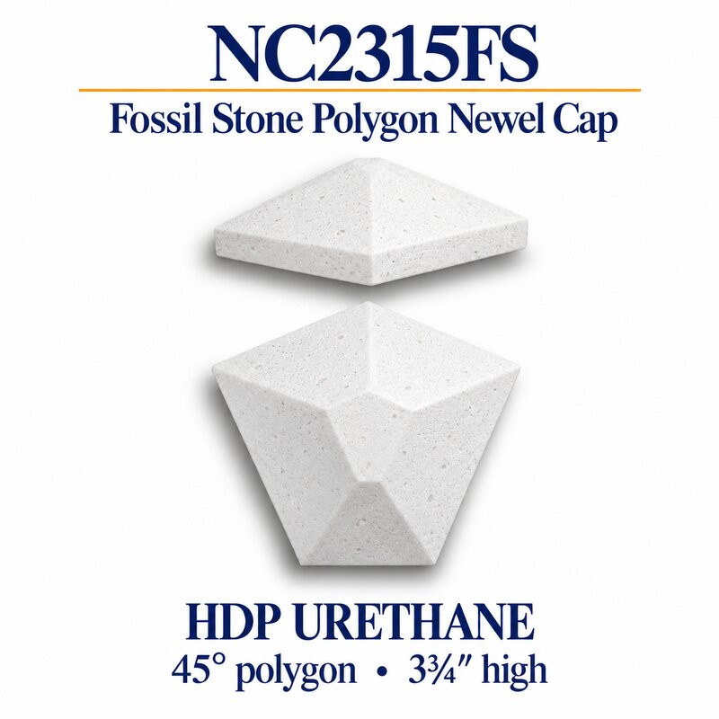 NC2315FS Fossil Stone 45° Polygon HDP Urethane Newel Cap