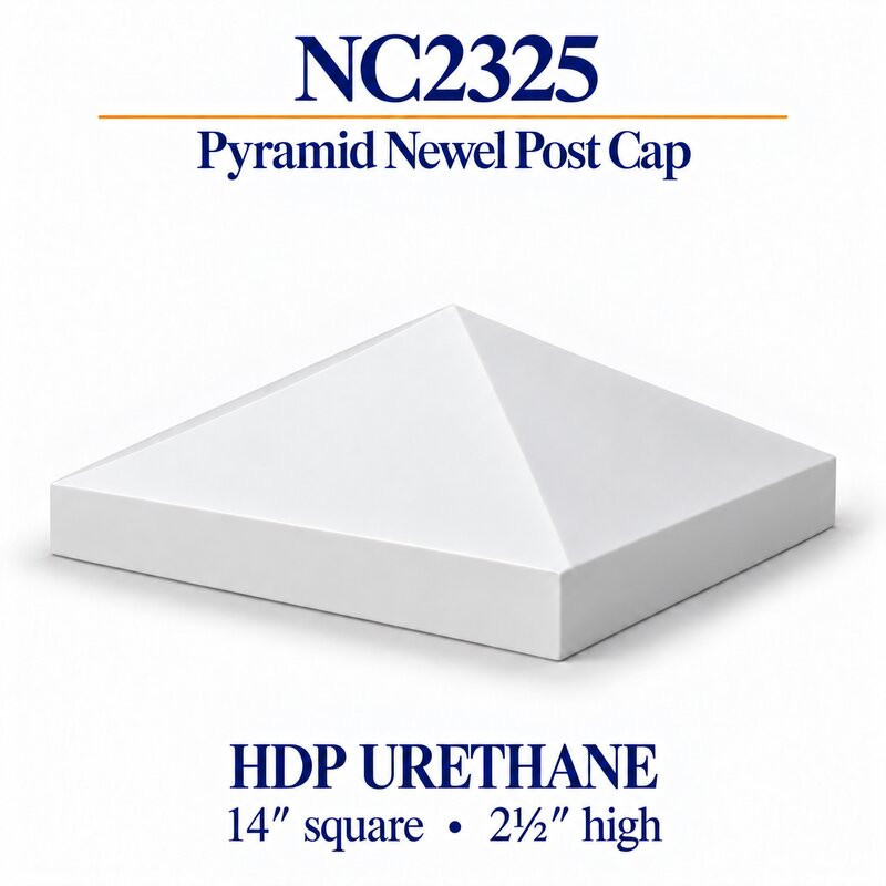 NC2325 Pyramid HDP Urethane Newel Cap – 14″ × 2½″ H