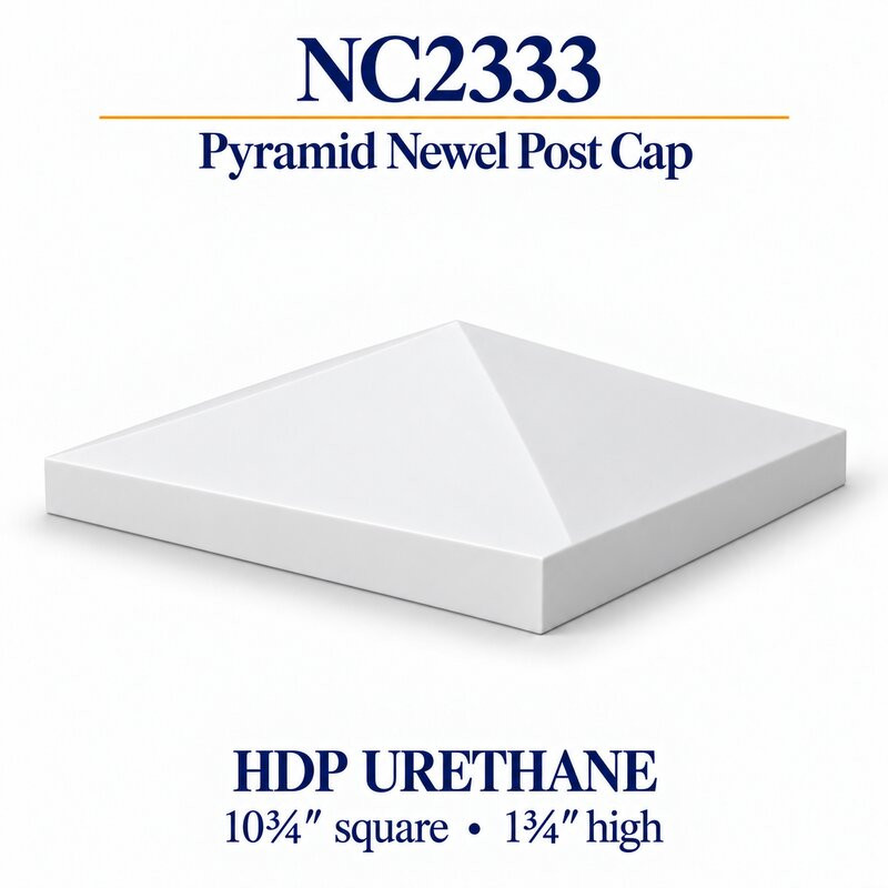 NC2333 Pyramid HDP Urethane Newel Cap – 10¾″ × 1¾″ H