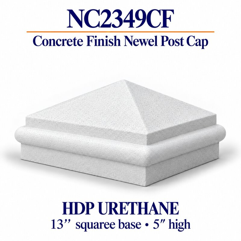 NC2349CF Concrete Finish Decorative HDP Urethane Newel Cap – 13″ × 5″ H