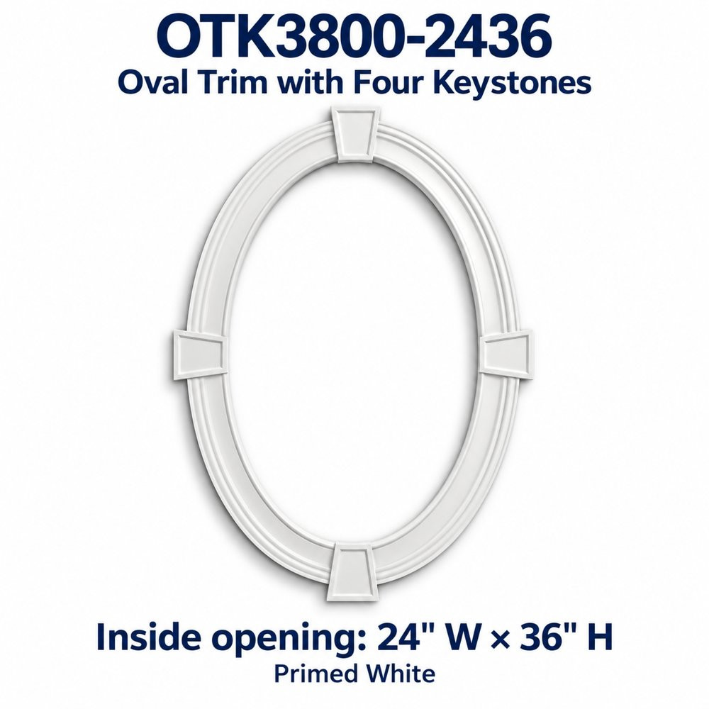 OTK3800-2436 Oval Trim with Four Keystones; Inside opening: 24" W × 36" H