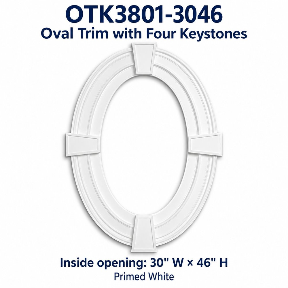 OTK3801-3046 Oval Trim with Four Keystones; Inside opening: 30" W × 46" H