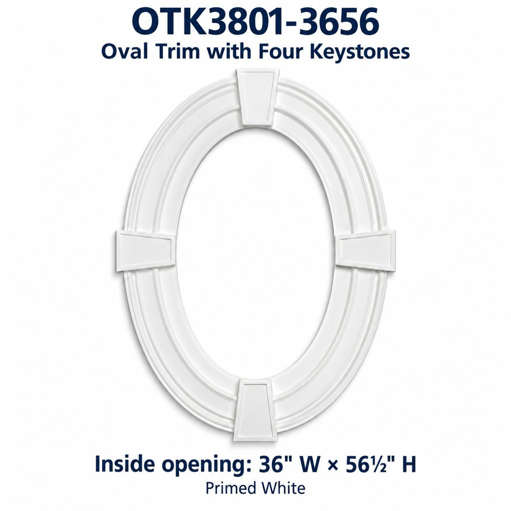 OTK3801-3656 Oval Trim with Four Keystones; Inside opening: 36" W × 56½" H
