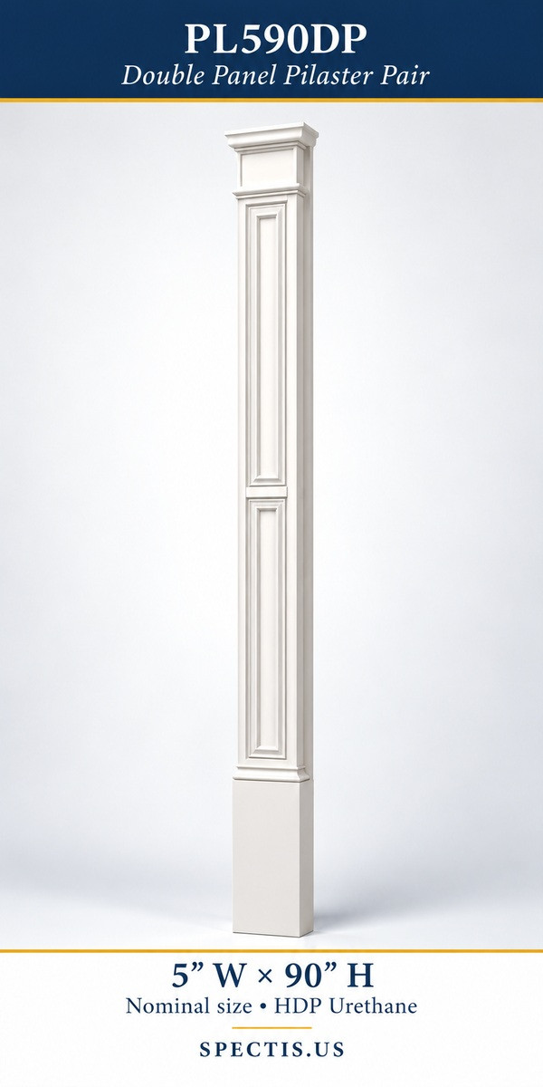 PL590DP Double Panel Pilaster Pair 5″ W × 90″ H
