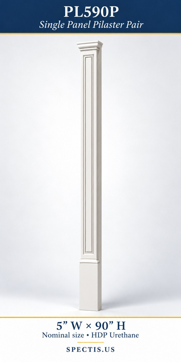 PL590P Single Panel Pilaster Pair 5″ W × 90″ H