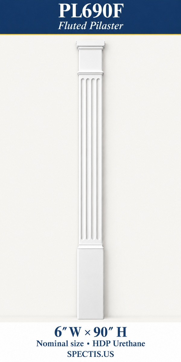 PL690F Fluted Pilaster 6″ W × 90″ H