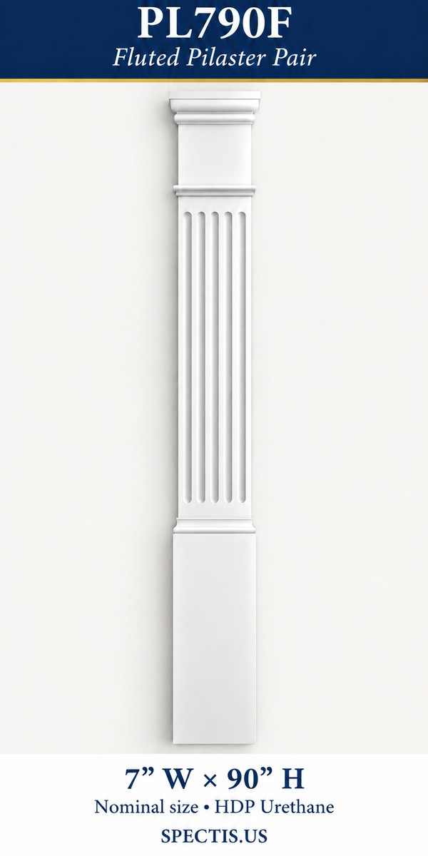 PL790F Fluted Pilaster Pair 7″ W × 90″ H