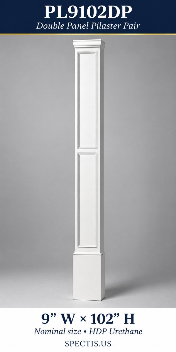 PL9102DP Double Panel Pilaster Pair 9″ W × 102″ H