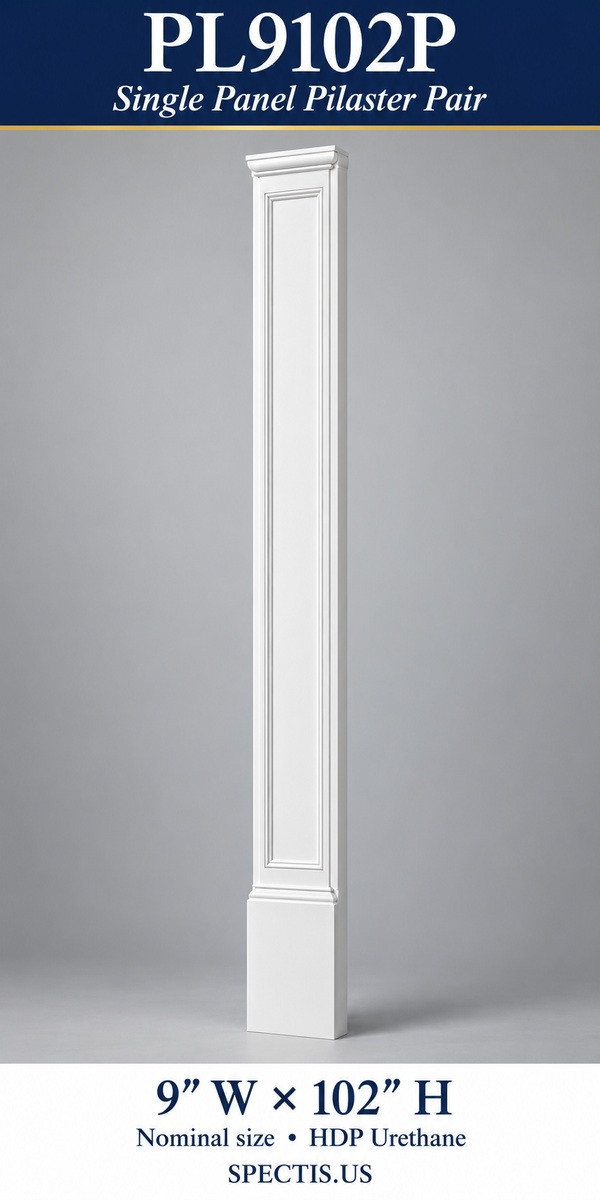 PL9102P Single Panel Pilaster Pair 9″ W × 102″ H