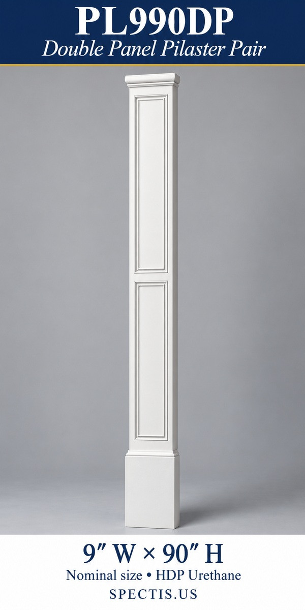 PL990DP Double Panel Pilaster Pair 9″ W × 90″ H