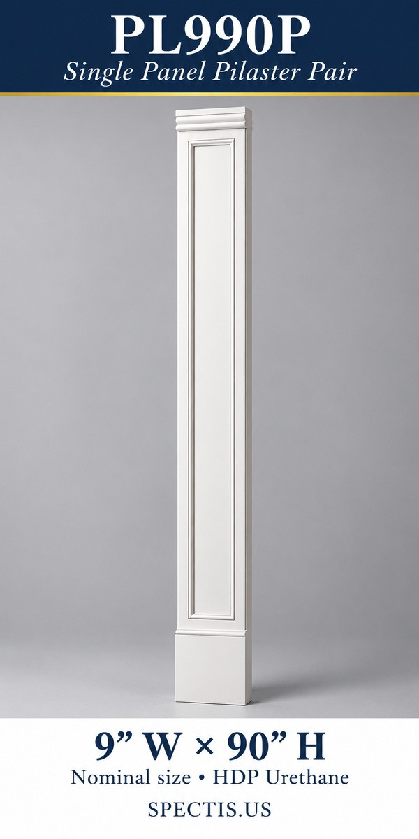PL990P Single Panel Pilaster Pair 9″ W × 90″ H