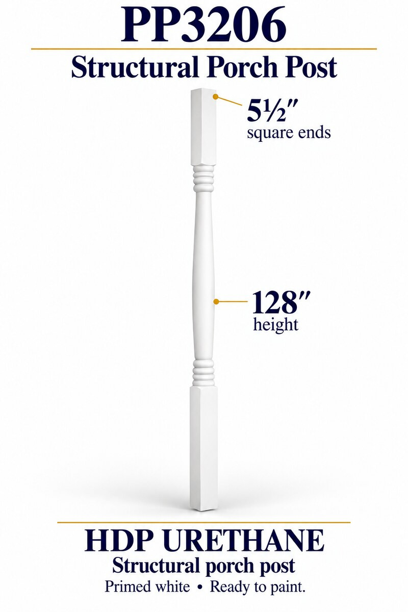 PP3206 Structural Porch Post – 5½″ square ends × 128″ height