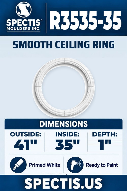 Spectis R3535-35 smooth ceiling ring, 41 inch outside, 35 inch inside diameter, 1 inch depth, primed polyurethane