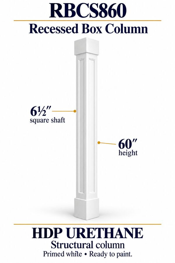 RBCS860 Recessed Panel Structural Box Column – 6½″ square shaft × 60″ height