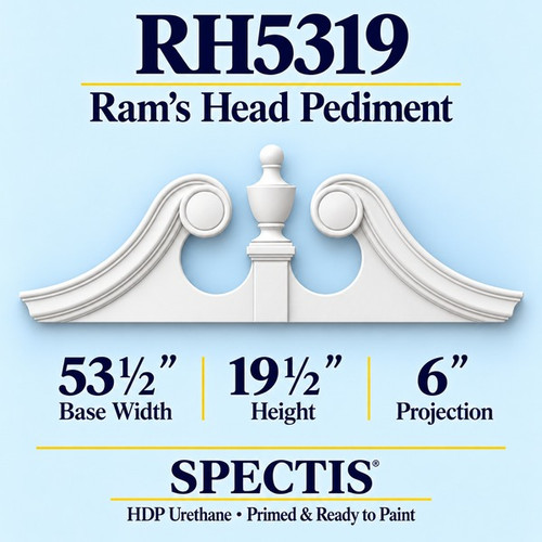 RH5319 rams head pediment