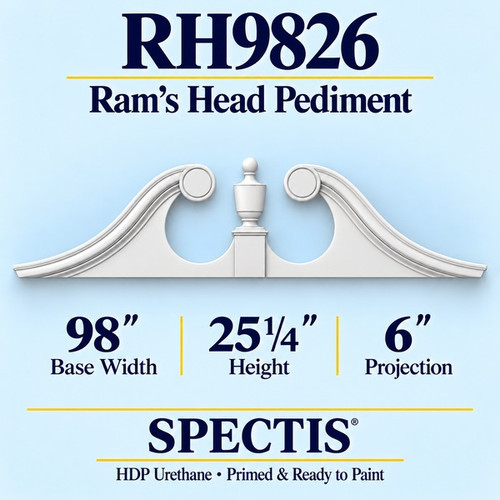 RH9826 rams head pediment