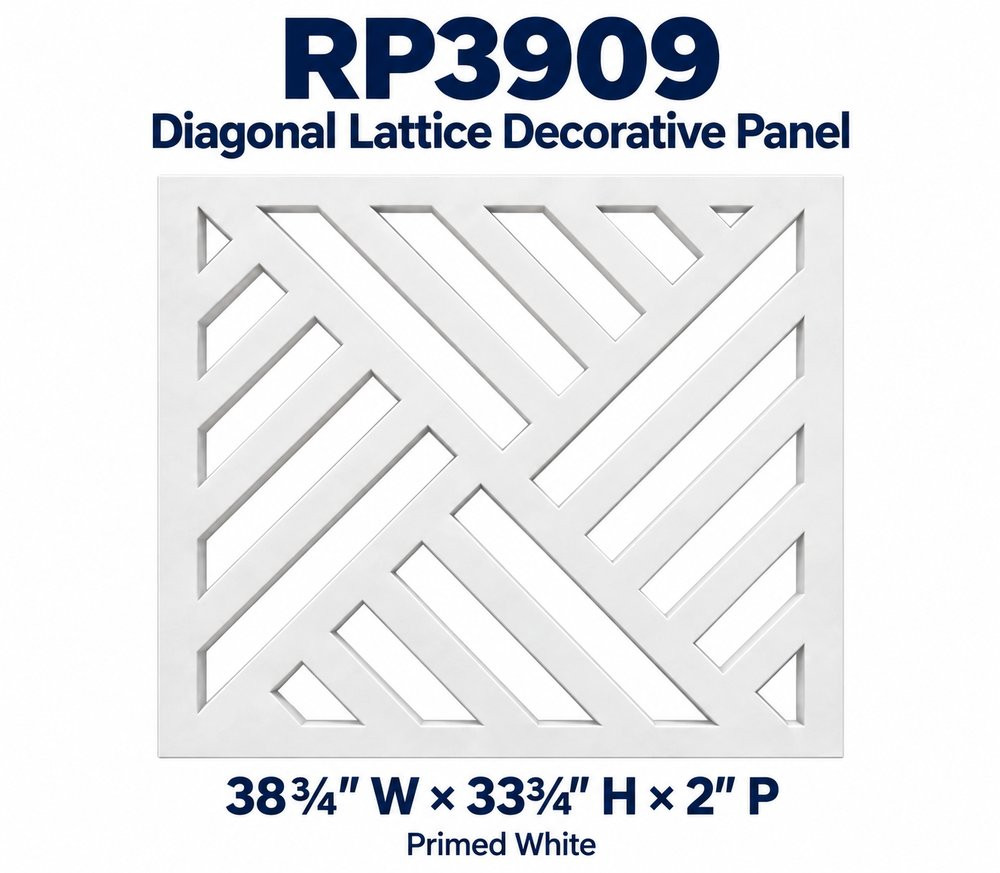 RP3909 Diagonal Lattice Decorative Panel; 38¾″ W × 33¾″ H × 2″ P