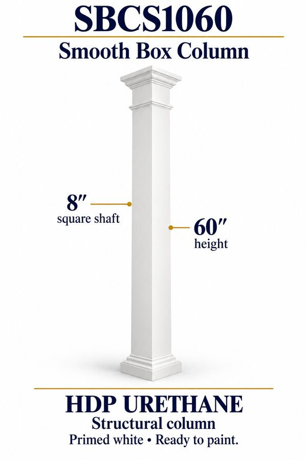 SBCS1060 Smooth Structural Box Column – 8″ square shaft × 60″ height