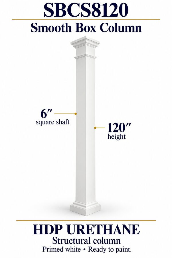 SBCS8120 Smooth Structural Box Column – 6″ square shaft × 120″ height