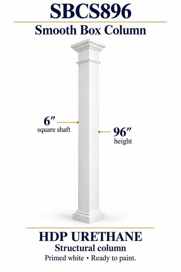 SBCS896 Smooth Structural Box Column – 6″ square shaft × 96″ height