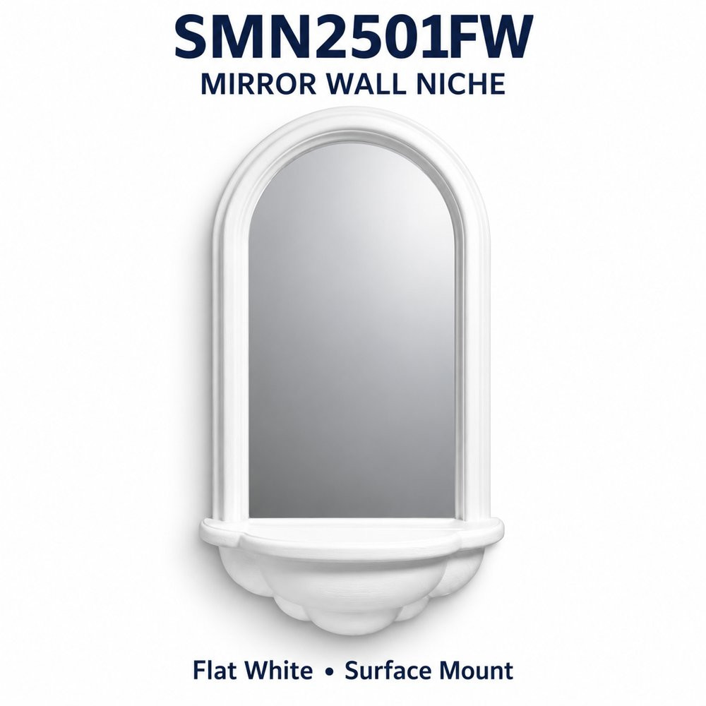 SMN2501FW Surface Mount Wall Niche with Mirror, Flat white