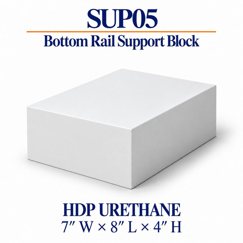 SUP05 HDP urethane bottom rail support block 7″ W × 8″ L × 4″ H