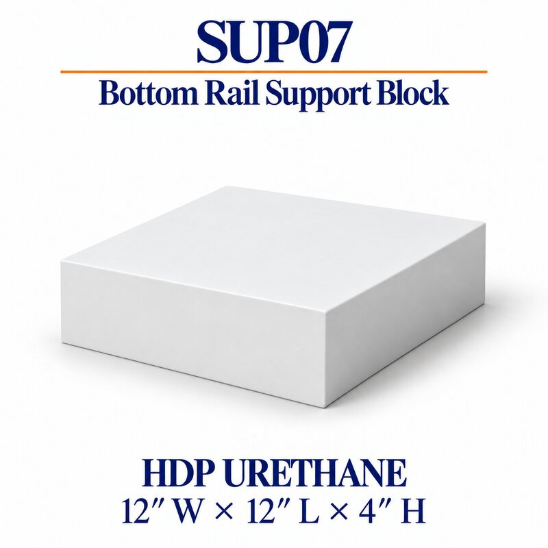 SUP07 HDP urethane bottom rail support block 12″ W × 12″ L × 4″ H