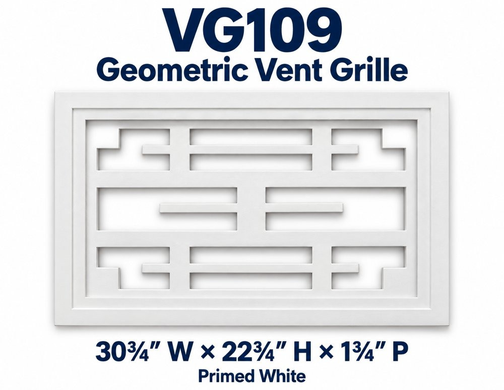 VG109 Geometric Vent Grille; 30¾″ W × 22¾″ H × 1¾″ P; primed white