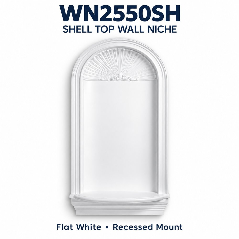 WN2550SH Shell Top Recessed Wall Niche, Flat white