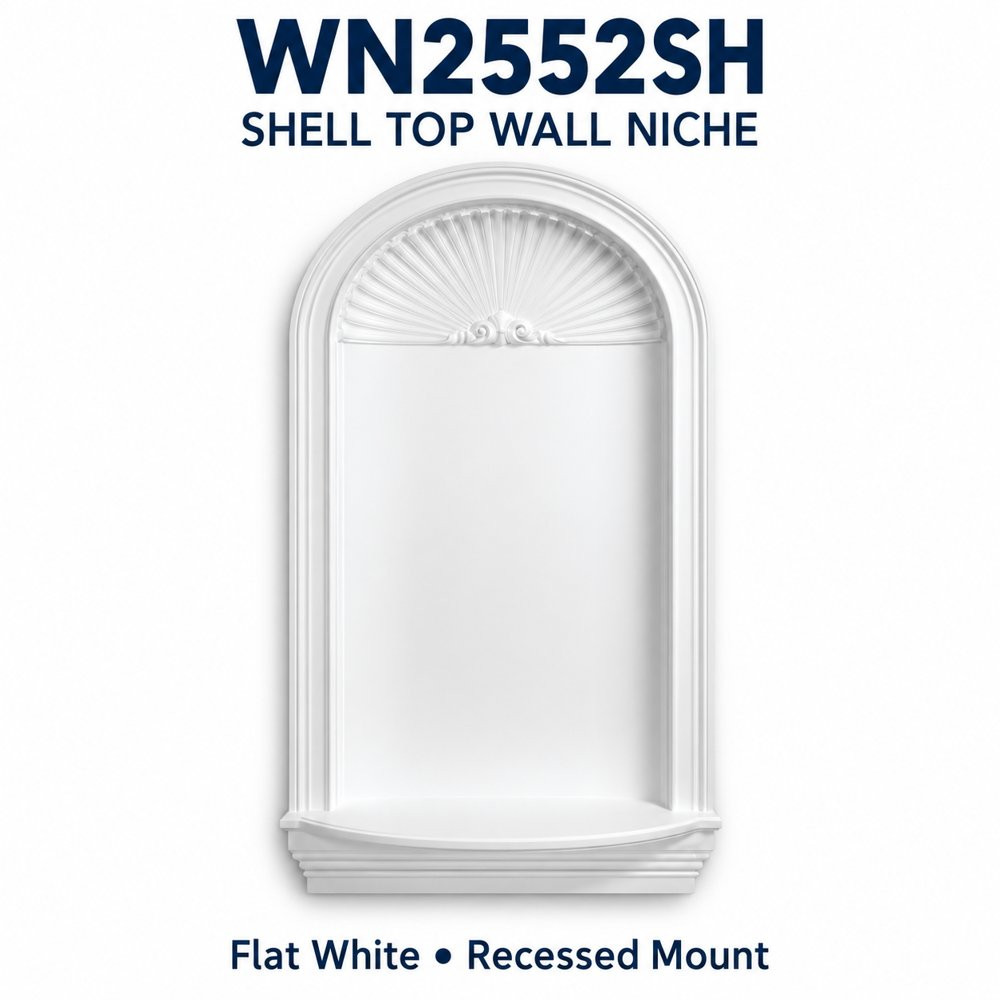 WN2552SH Shell Top Recessed Wall Niche, Flat white