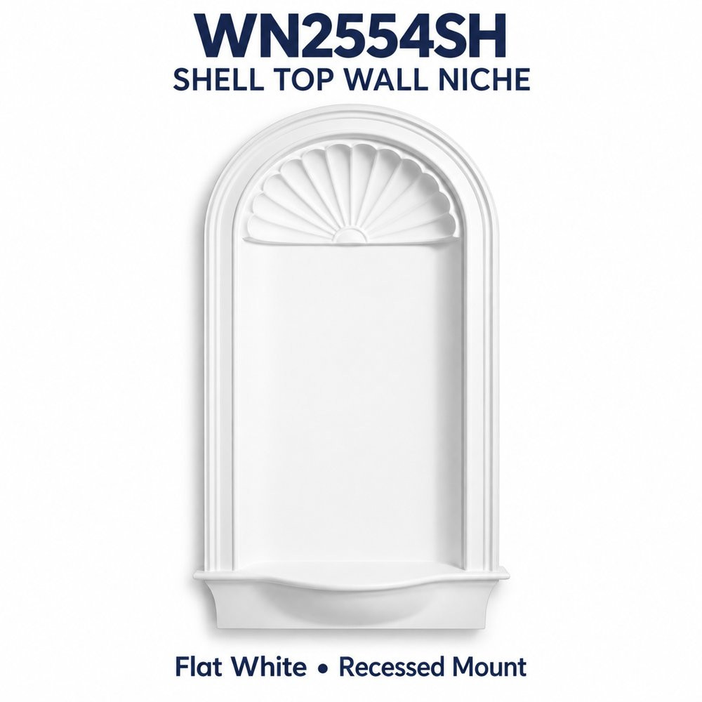 WN2554SH Shell Top Recessed Wall Niche, Flat white