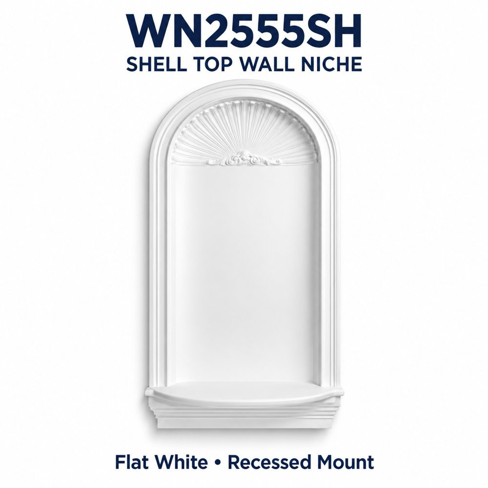 WN2555SH Shell Top Recessed Wall Niche, Flat white