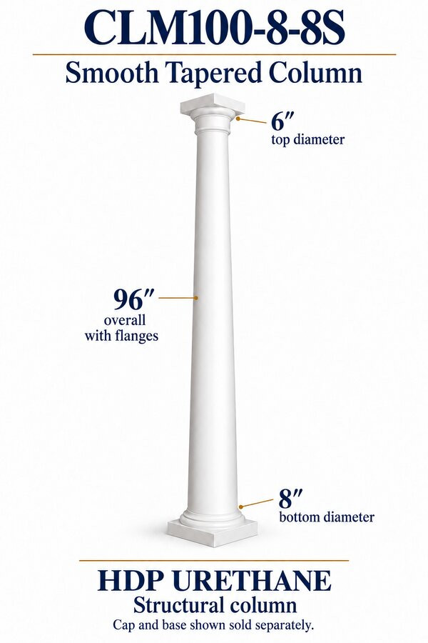 CLM100-8-8S Smooth Tapered Structural Column – 8″ bottom × 6″ top × 96″ overall