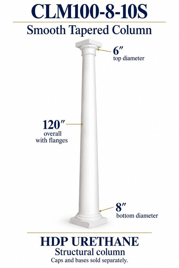 CLM100-8-10S Smooth Tapered Structural Column – 8″ bottom × 6″ top × 120″ overall