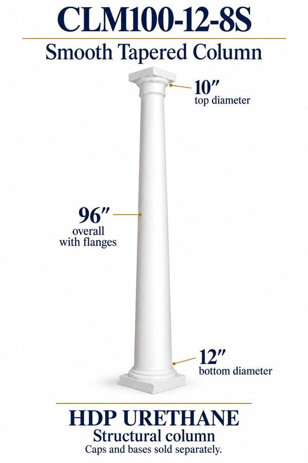 CLM100-12-8S Smooth Tapered Structural Column – 12″ bottom × 10″ top × 96″ overall
