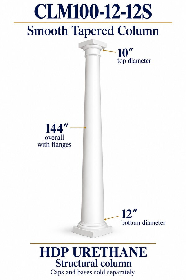 CLM100-12-12S Smooth Tapered Structural Column – 12″ bottom × 10″ top × 144″ overall