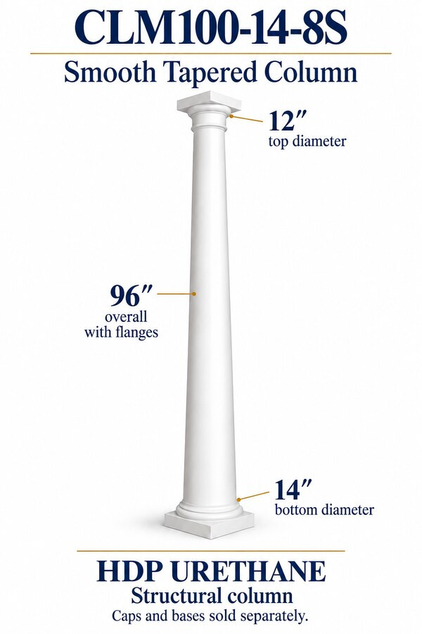 CLM100-14-8S Smooth Tapered Structural Column – 14″ bottom × 12″ top × 96″ overall