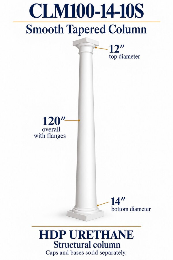 CLM100-14-10S Smooth Tapered Structural Column – 14″ bottom × 12″ top × 120″ overall
