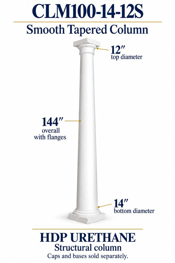 CLM100-14-12S Smooth Tapered Structural Column – 14″ bottom × 12″ top × 144″ overall
