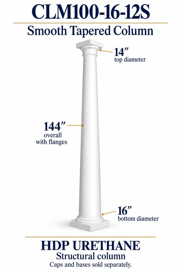 CLM100-16-12S Smooth Tapered Structural Column – 16″ bottom × 14″ top × 144″ overall