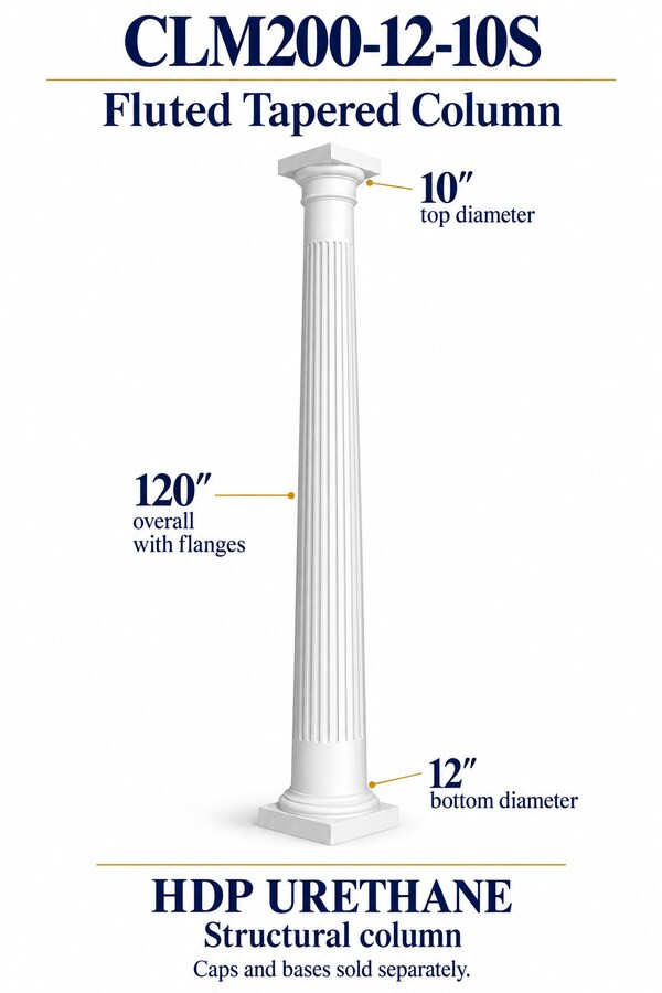 CLM200-12-10S Fluted Tapered Structural Column – 12″ bottom × 10″ top × 120″ overall