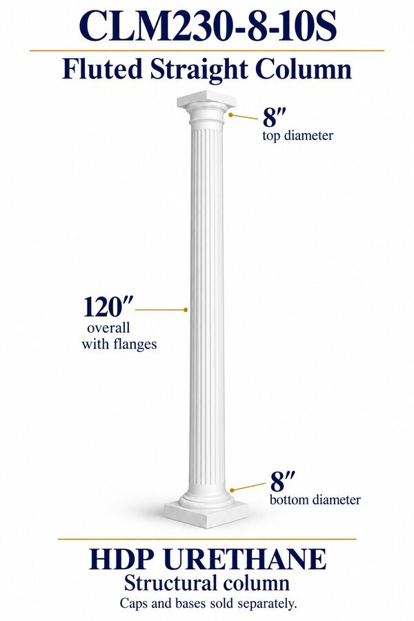 CLM230-8-10S Fluted Straight Structural Column – 8″ diameter × 120″ overall