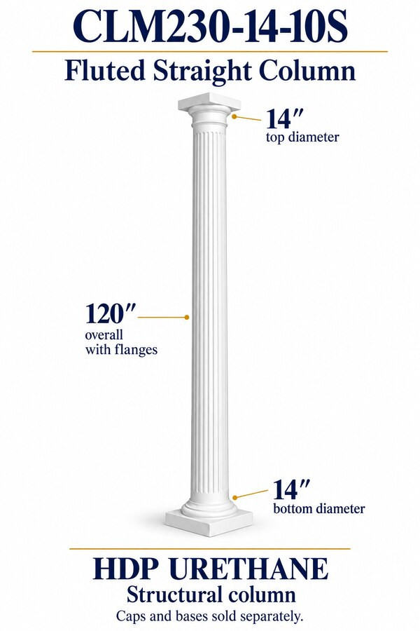 CLM230-14-10S Fluted Straight Structural Column – 14″ diameter × 120″ overall