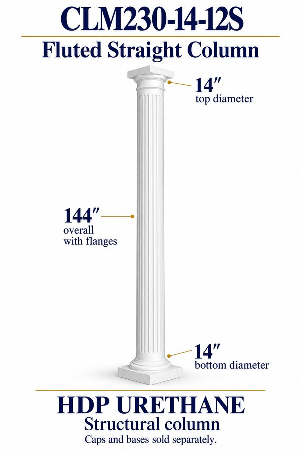 CLM230-14-12S Fluted Straight Structural Column – 14″ diameter × 144″ overall